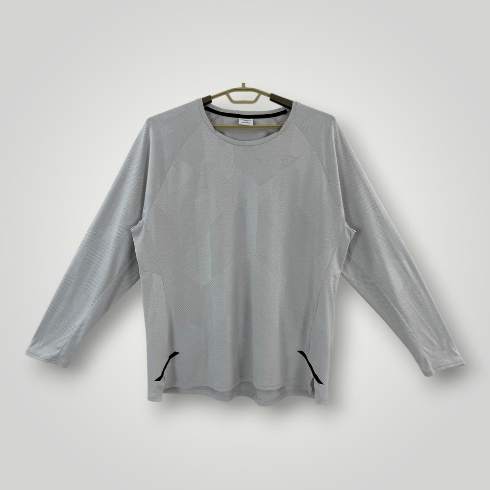 Gymshark Shirt Mens Size 3XL Gray Long Sleeve Athletic Performance Gym Top A2A6N